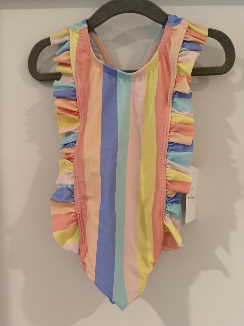 Starting Out Kids One-Piece Swimsuit in Pastel Rainbow Stripes